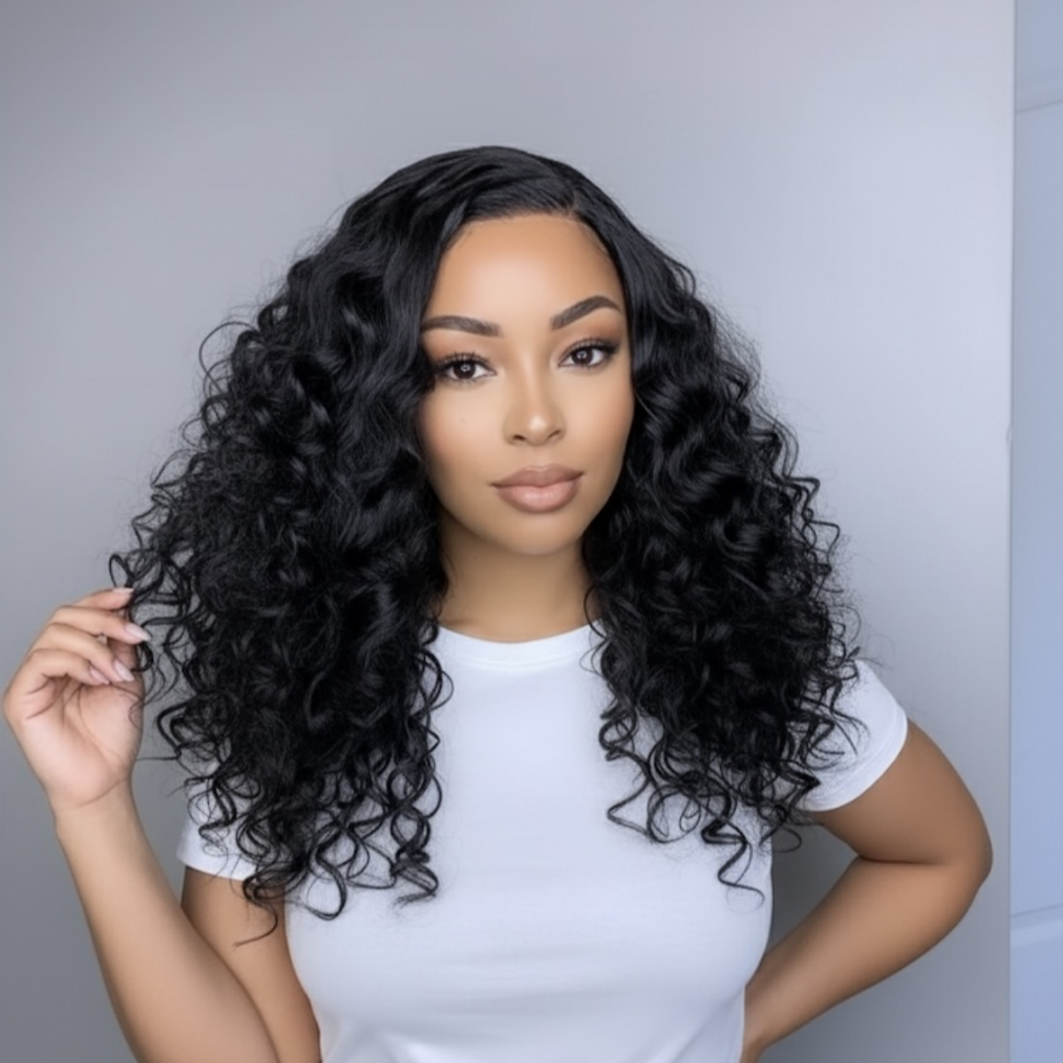 20 Inch=$179.9 | 180% Density Bouncy Curls Glueless 5x5 Closure Pre-Cut Lace Layered Curly Wig Breathable Cap  - US Only-11
