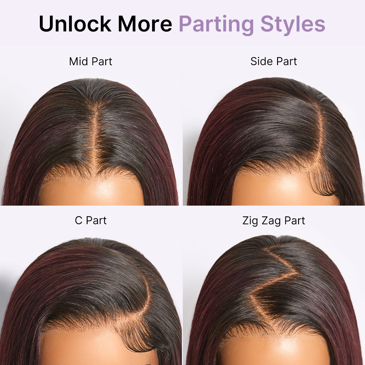 Luvme All-Day Comfort Wig 180% Density Rich Dark Plum Bone Straight with Baby Hair PartingMax Glueless 7x6 Closure HD Lace Wig Pre-Cut Lace-11