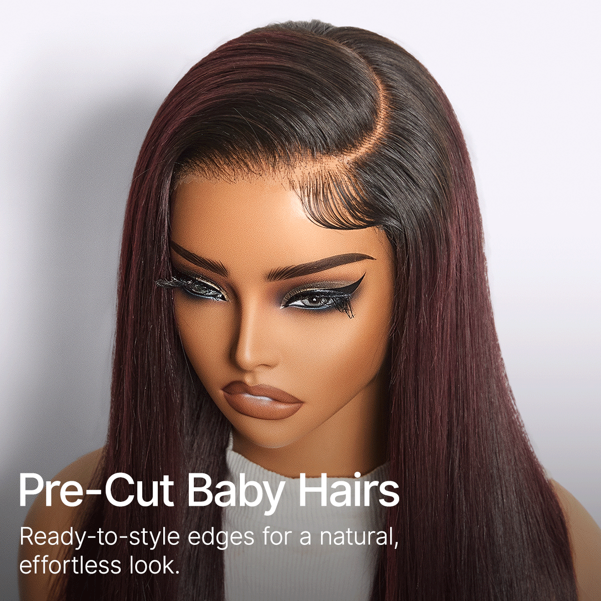 Luvme All-Day Comfort Wig 180% Density Rich Dark Plum Bone Straight with Baby Hair PartingMax Glueless 7x6 Closure HD Lace Wig Pre-Cut Lace-06