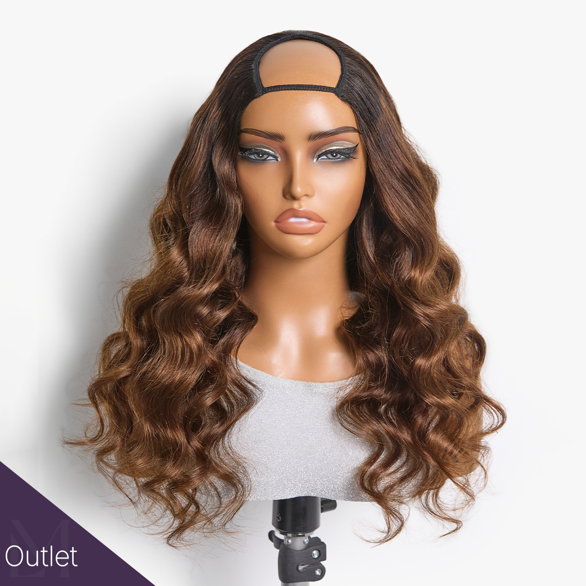 Outlet | Ombre Bronze Brown Body Wave U Part 100% Human Hair Wig-01