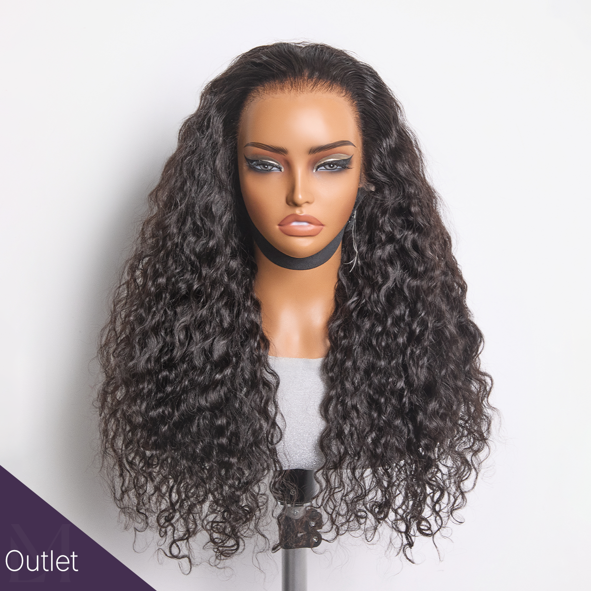 Luvme Hair Water Wave ear-to-ear glueless 13x6 frontal HD lace long curly wig displayed on a mannequin head.