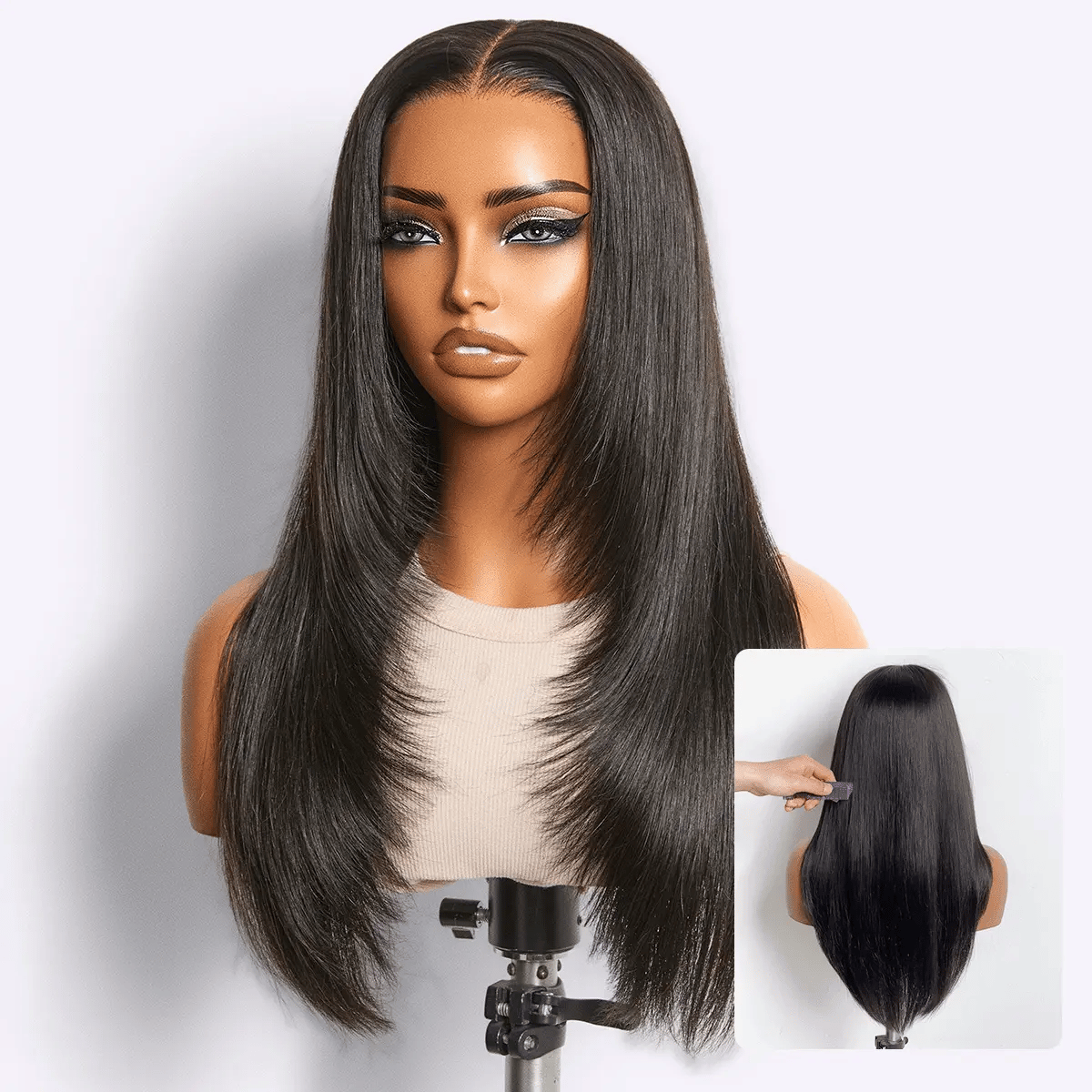 Luvme long silky straight face-framing layered wig
