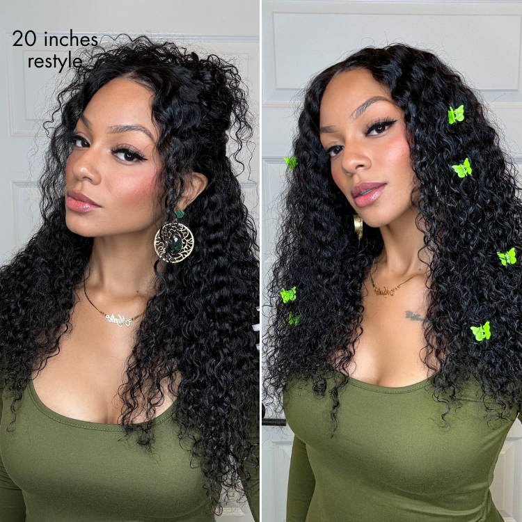 PreMax 180% / 250% Density Water Wave Glueless Flexi-Fit Drawstring 13x4 Frontal Lace Fluffy Curly Wig Pre-Cut Lace-29