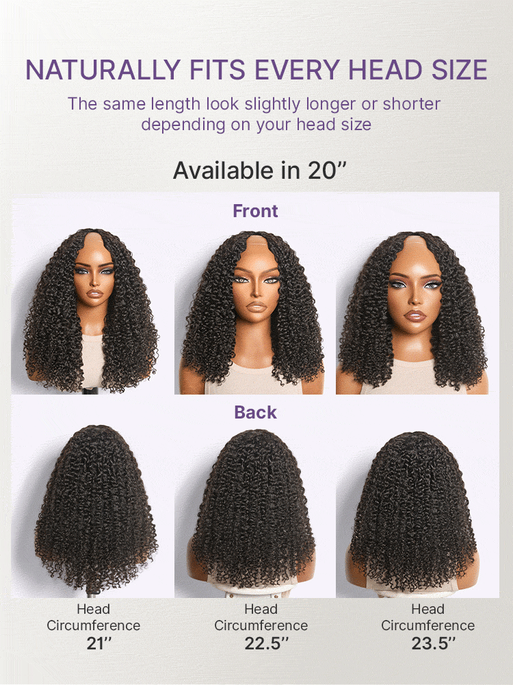 True Scalp Burmese Curly V Part Glueless Human Hair Wig Flexi-Fit Drawstring-15