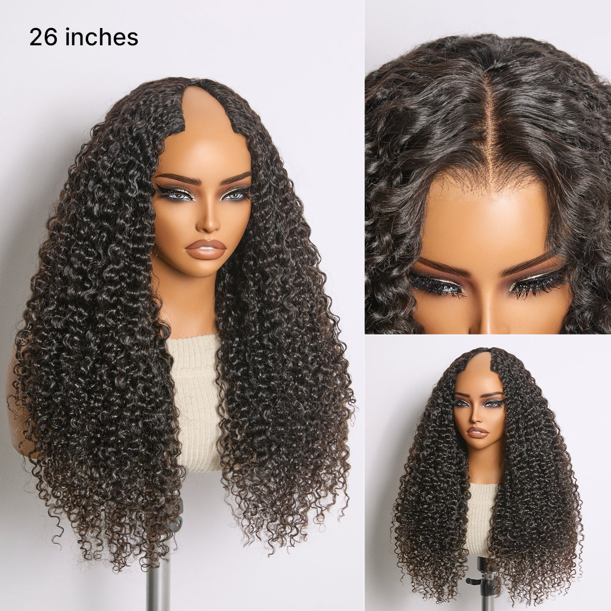 True Scalp Burmese Curly V Part Glueless Human Hair Wig Flexi-Fit Drawstring-19