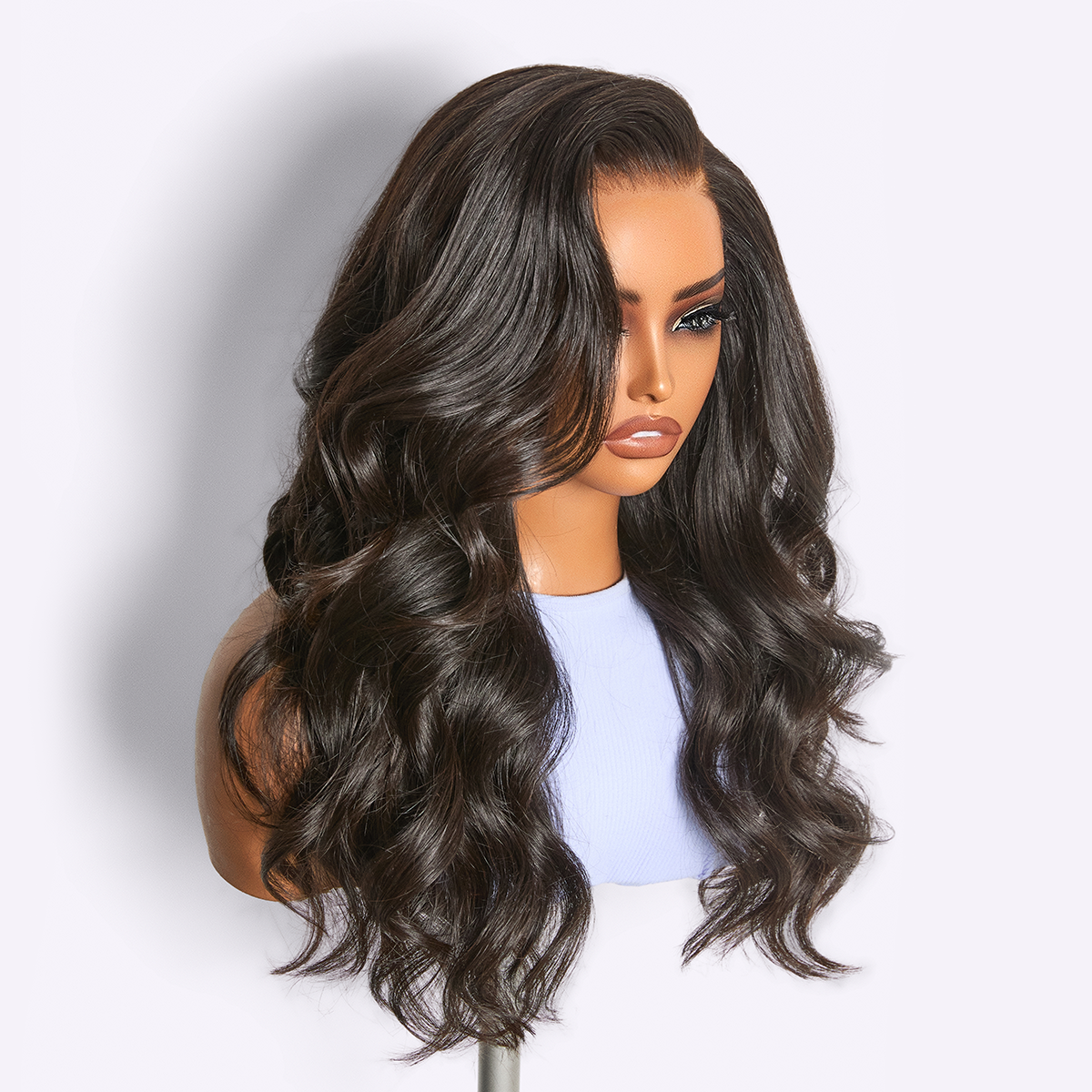 Vanessa Natural Black Layered Body Wave Wig with HD Lace 5x5 Closure, 100% human hair, glueless, loose style by Luvme Hair