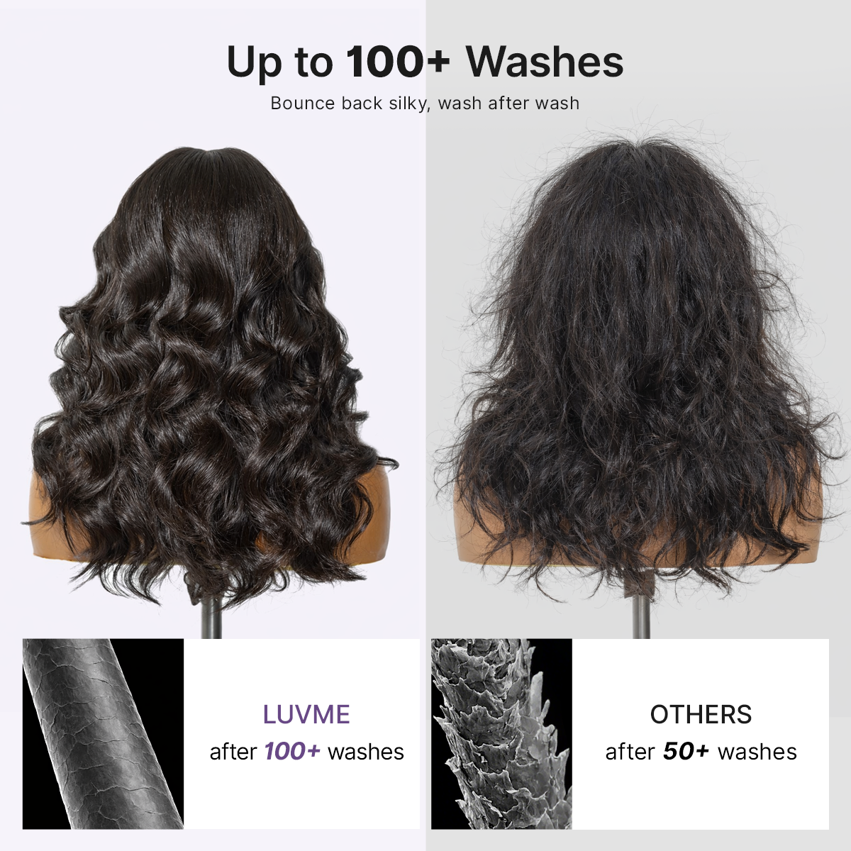 Vanessa Luvme Hair natural black layered body wave wig with HD lace 5x5 closure, human hair, glueless, loose style.