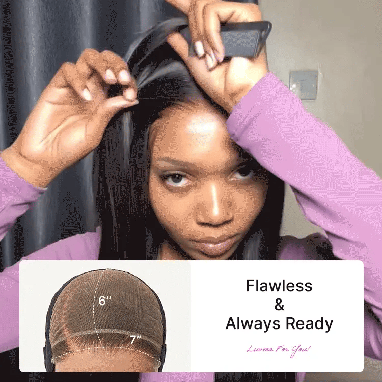 Luvme All-Day Comfort™ HD lace wig with bone straight style, 180% density, pre-cut lace, baby hair, and 7x6 closure