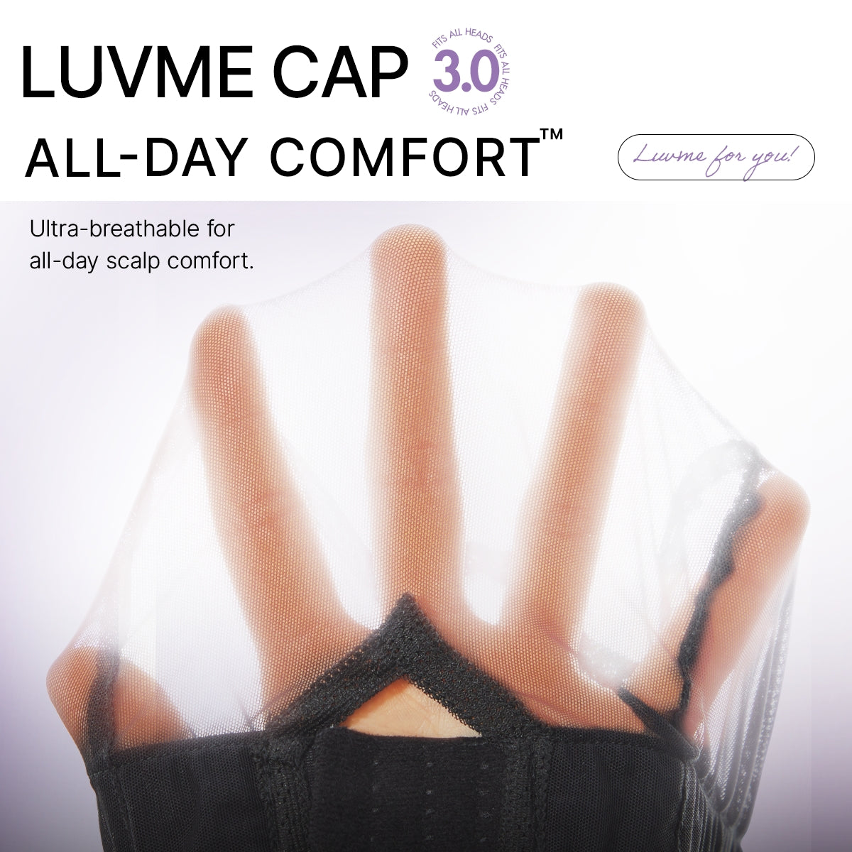 Luvme All-Day Comfort™ HD lace wig with bone straight style, 180% density, pre-cut lace, and baby hair parting on a black mannequin head.
