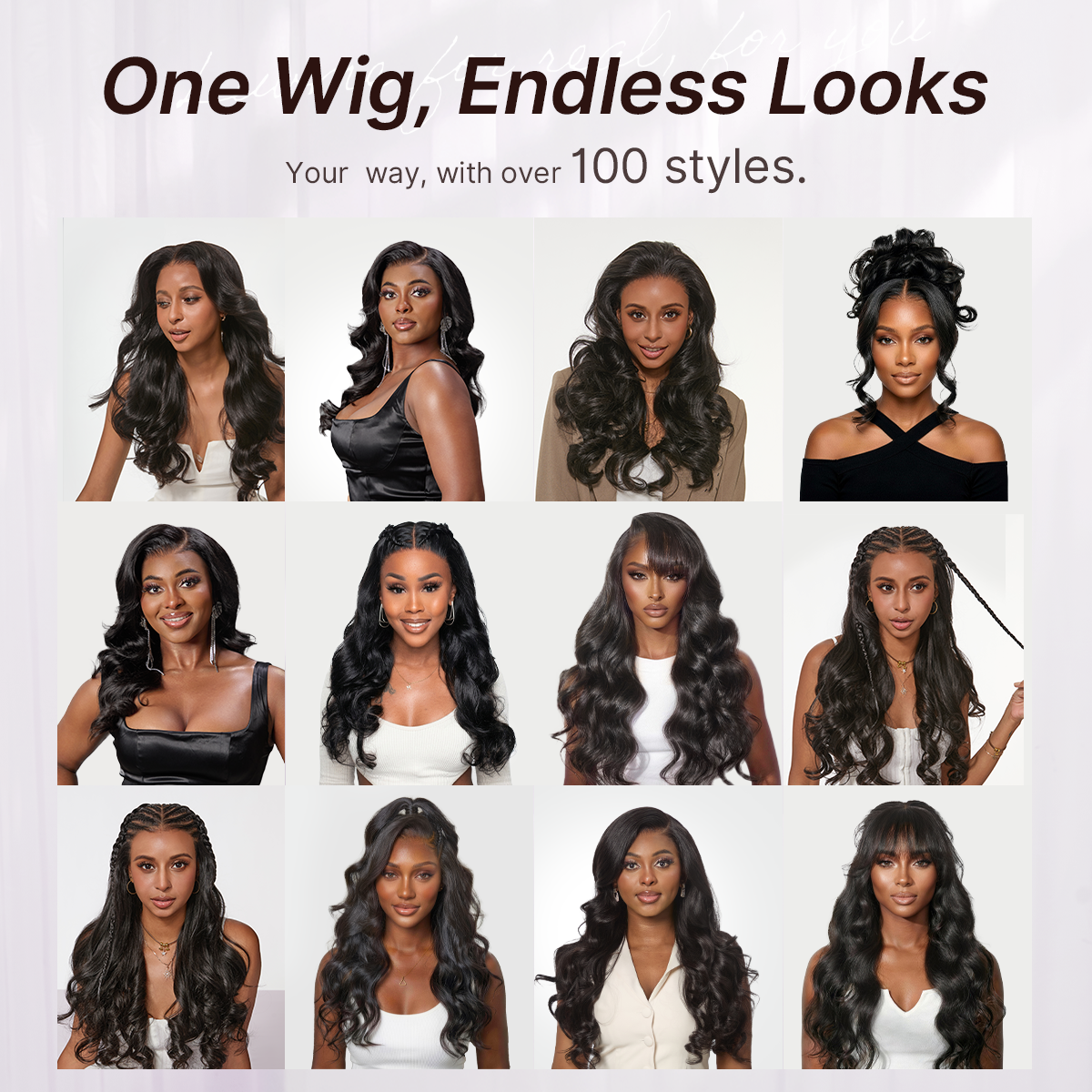 Luvme All-Day Comfort™ wig with 7x6 HD lace closure, loose body wave, long style, pre-cut lace, glueless design, natural parting