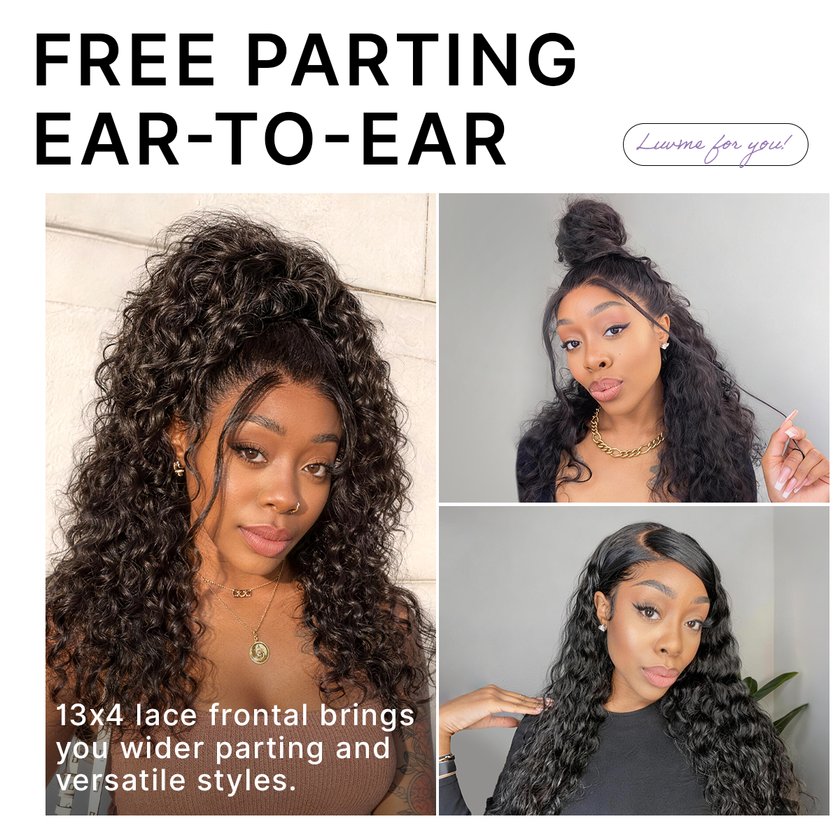 PreMax 180% / 250% Density Water Wave Glueless Flexi-Fit Drawstring 13x4 Frontal Lace Fluffy Curly Wig Pre-Cut Lace-37