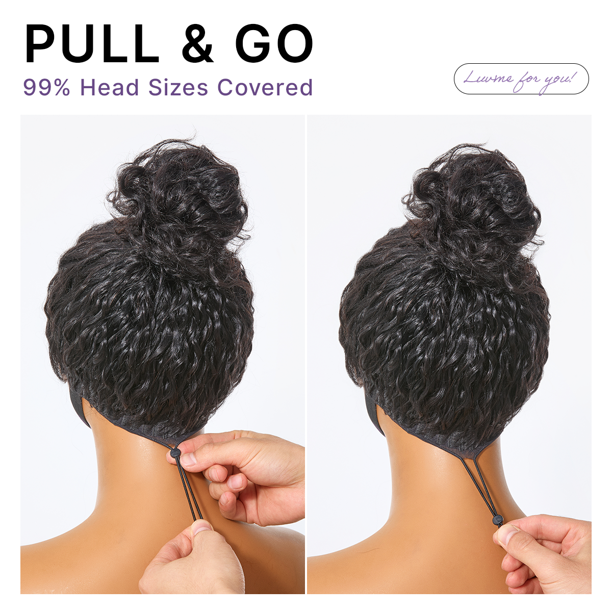 PreMax 180% / 250% Density Water Wave Glueless Flexi-Fit Drawstring 13x4 Frontal Lace Fluffy Curly Wig Pre-Cut Lace-39