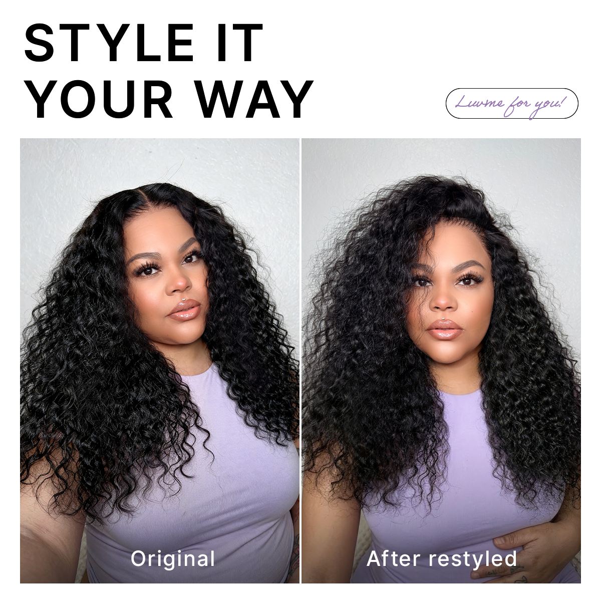 PreMax 180% / 250% Density Water Wave Glueless Flexi-Fit Drawstring 13x4 Frontal Lace Fluffy Curly Wig Pre-Cut Lace-35