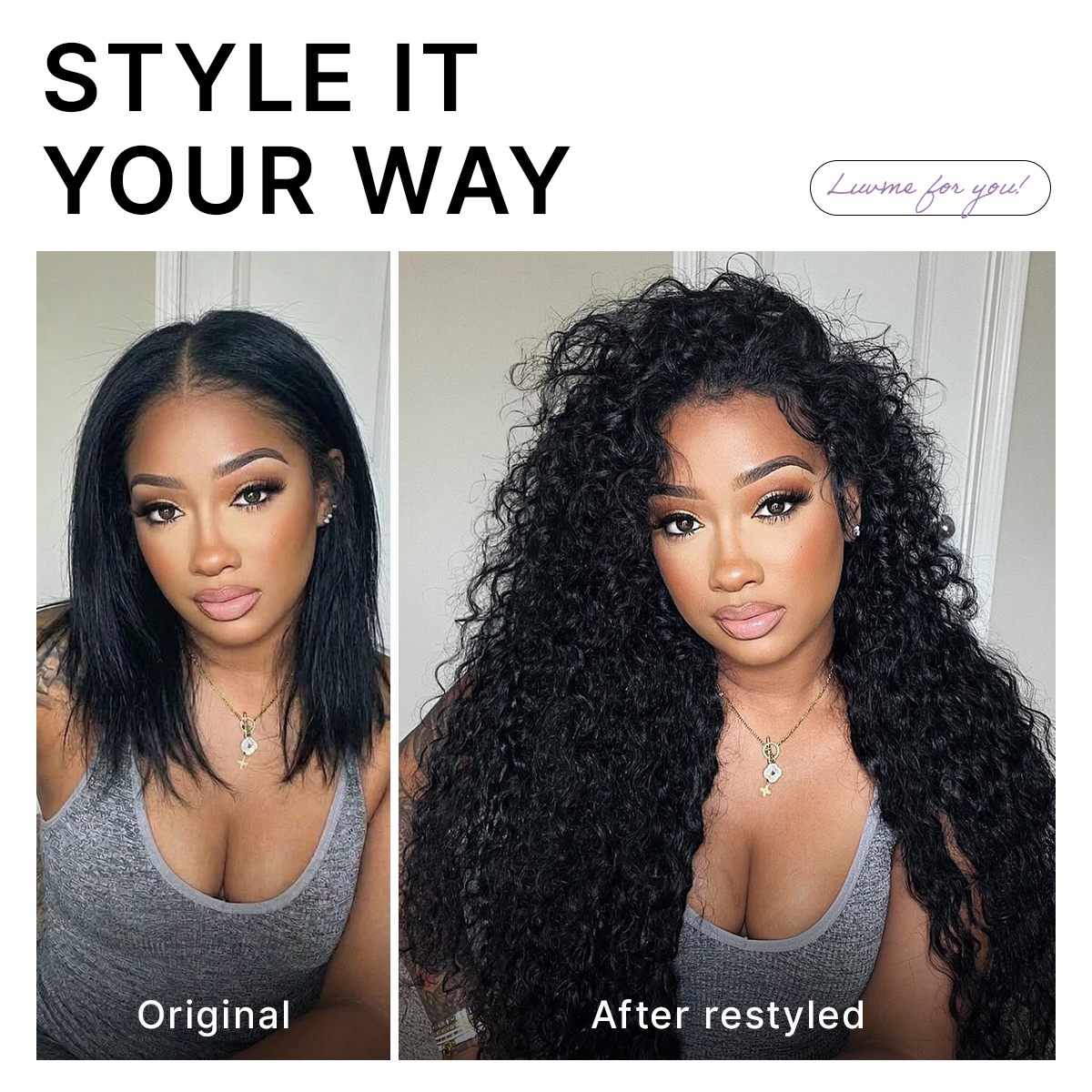 PreMax 180% / 250% Density Water Wave Glueless Flexi-Fit Drawstring 13x4 Frontal Lace Fluffy Curly Wig Pre-Cut Lace-33