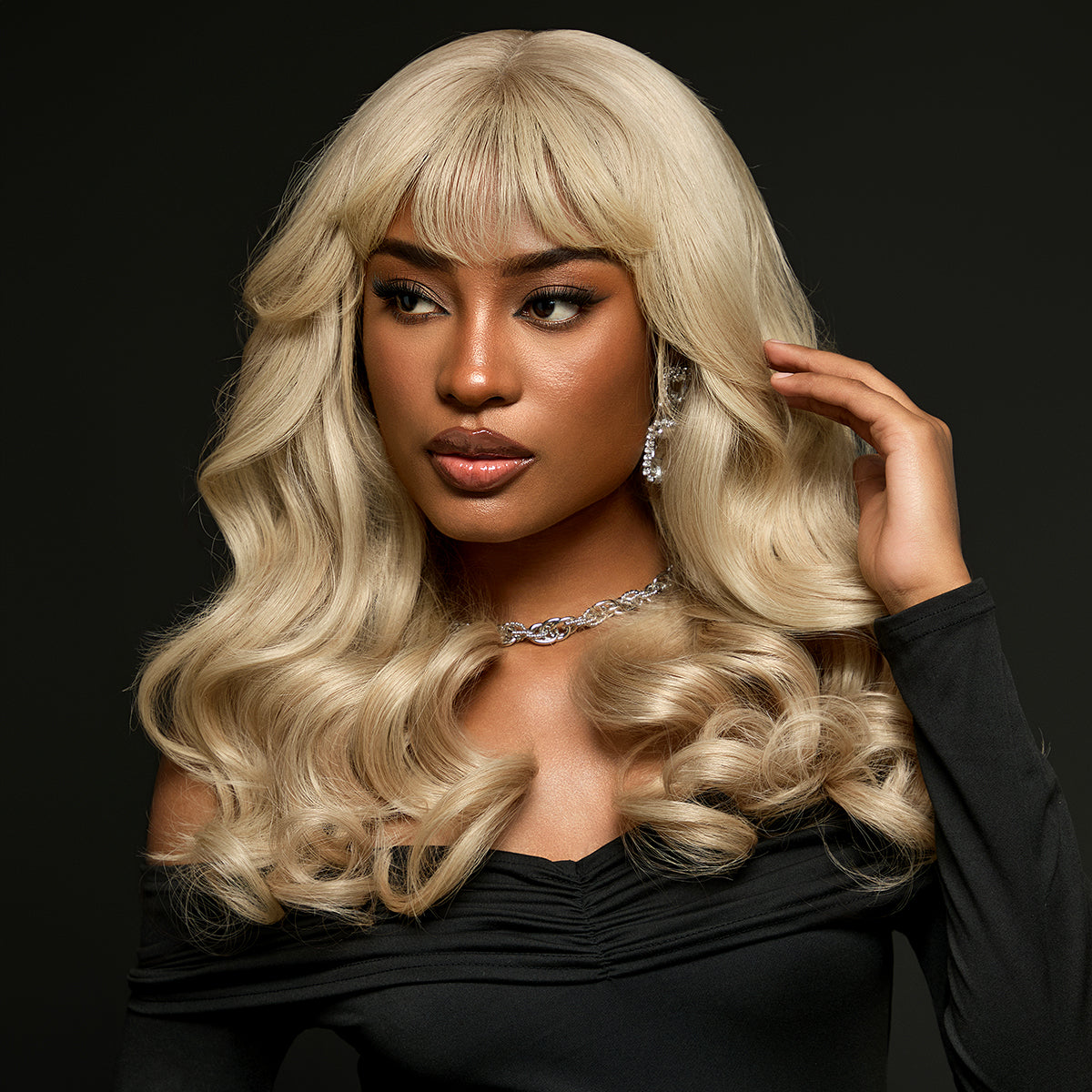 Fly First Lady RawMagic x Kim Kimble loose body wave 13x6 HD lace frontal wig from Luvme Hair, showcasing the wig's waves and lace detail.