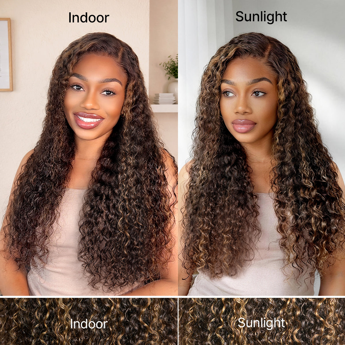 Luvme All-Day Comfort™ Wig PartingMax Brown Highlights Funmi Curly 7x6 Closure HD Lace Glueless Wig Pre Cut Lace-55