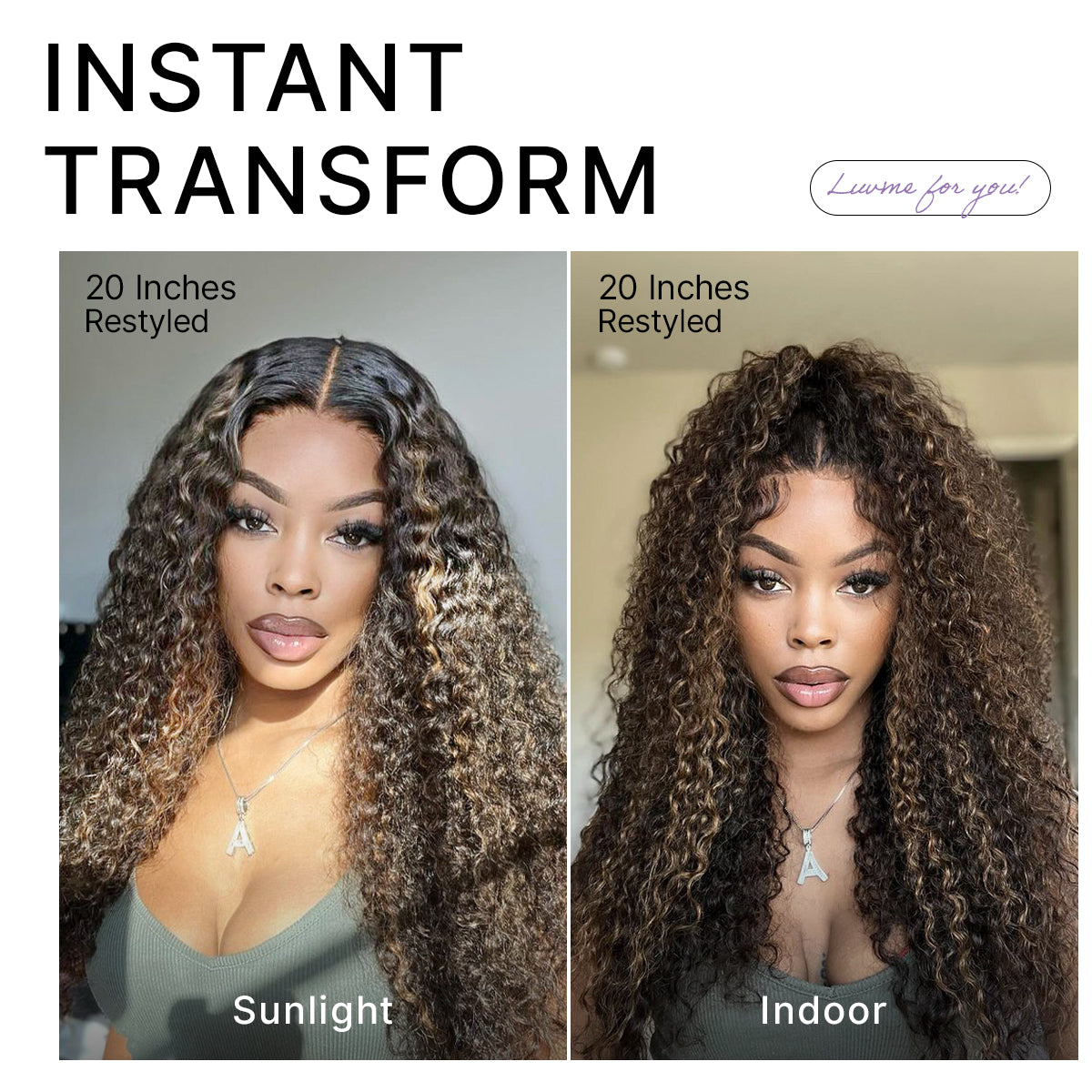 Luvme All-Day Comfort™ Wig PartingMax Brown Highlights Funmi Curly 7x6 Closure HD Lace Glueless Wig Pre Cut Lace-56