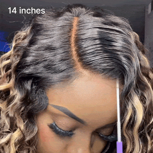 Ready to Go Blonde Highlight / Natural Black / Ombre Brown Water Wave Short Curly Bob Wig Glueless Minimalist HD Lace Wig Pre-Cut Lace-58