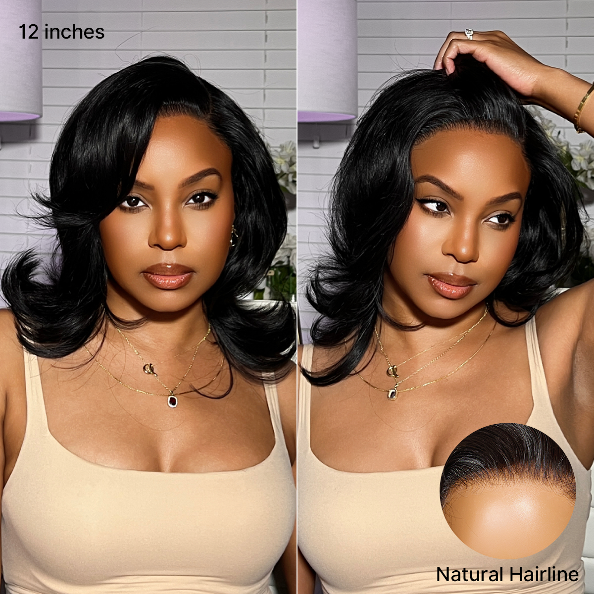 Luvme Hair butterfly cut layered wavy short wig with glueless HD lace, minimalist and effortlessly chic for a stylish look