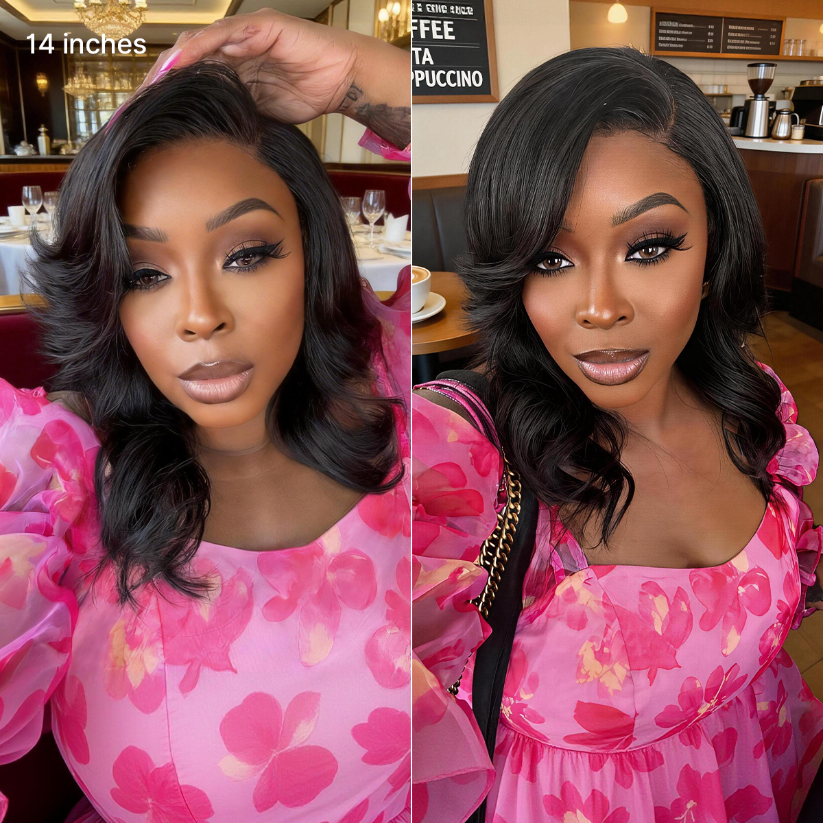 Luvme Hair butterfly cut layered wavy short lace wig with glueless HD lace and minimalist style, showcasing textured waves and natural color