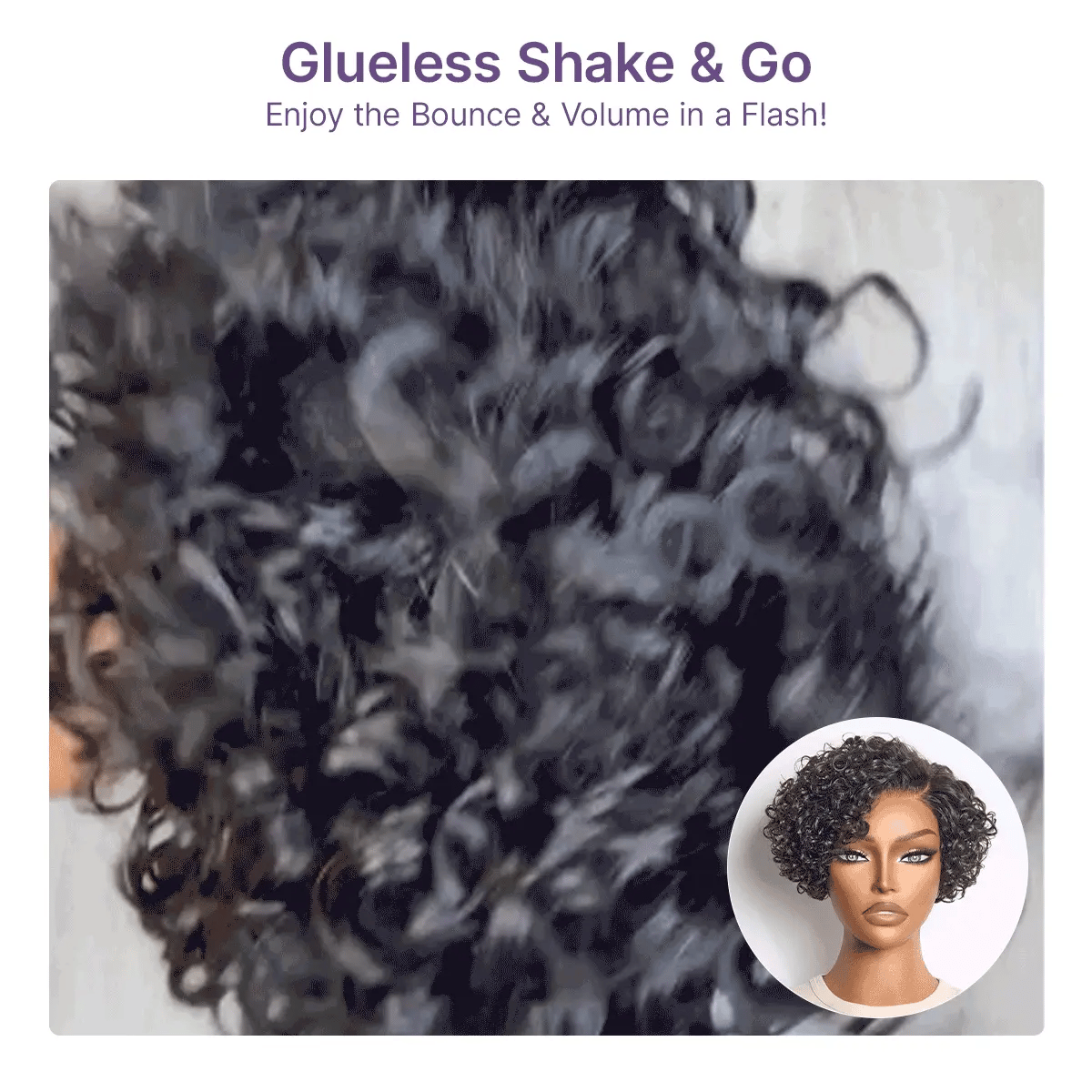 Brown highlight water wave pixie cut wig with curly, short, glueless HD lace, minimalistic style from Luvme Hair.