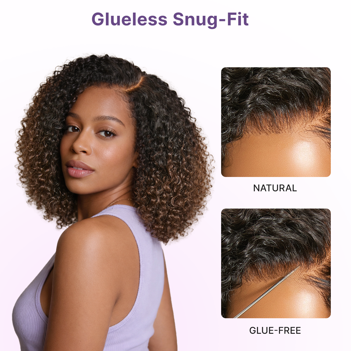 Wear & Go Ombre Brown Fluffy Curly 180% Density Glueless 5x5 Closure HD Lace Wig Pre-Cut Lace-03