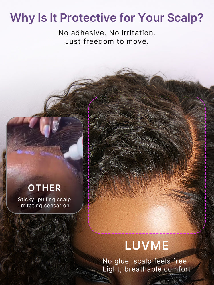 Wear & Go Ombre Brown Fluffy Curly 180% Density Glueless 5x5 Closure HD Lace Wig Pre-Cut Lace-14