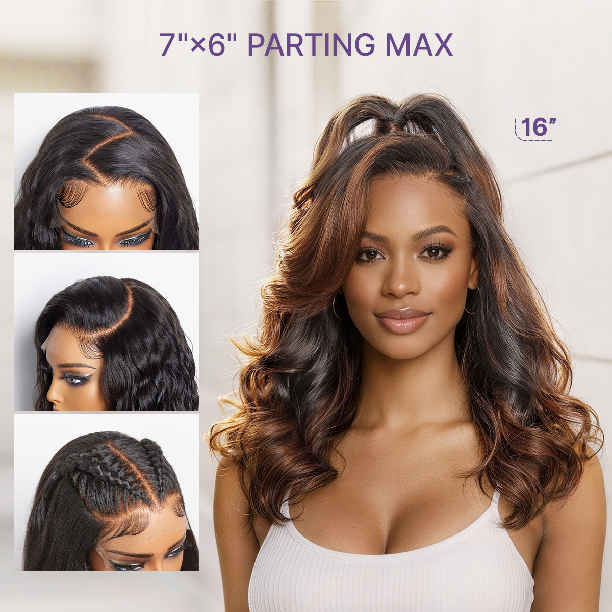 Luvme Hair All-Day Curl Hold™ shoulder-length body wave HD lace wig with pre-cut glueless 7x6 lace and natural parting.