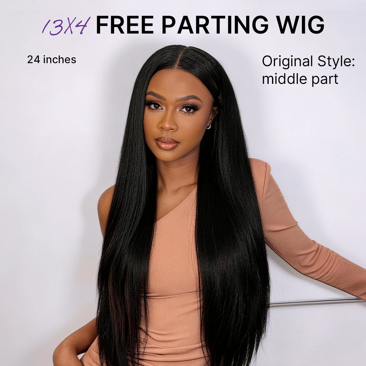 Luvme Hair PreMax silky straight 13x4 lace frontal wig with natural hairline and human hair, glueless, pre-cut lace for easy wear