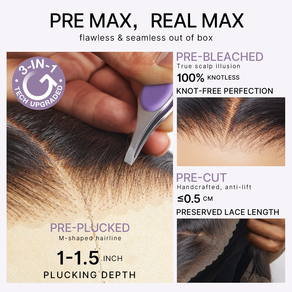 Luvme Hair PreMax glueless silky straight 13x4 frontal lace wig with natural hairline and pre-cut lace, human hair, lightweight style