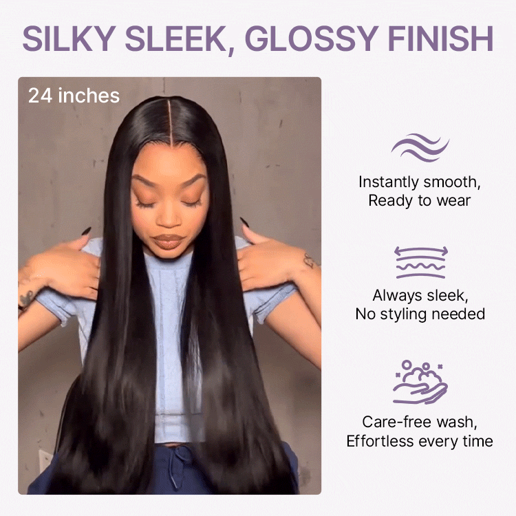 Special Offer | PreMax Wigs | Super Natural Hairline Silky Straight Glueless 13x4 Frontal Lace Wig Human Hair Pre-Cut Lace-19