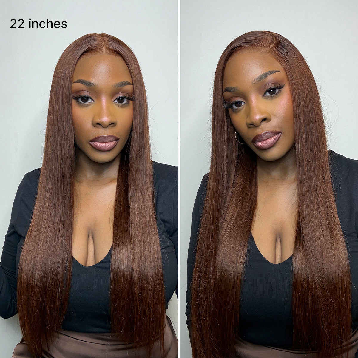 Rich Chocolate Brown Silky Straight 180% Density Glueless 13x4 Lace Fr