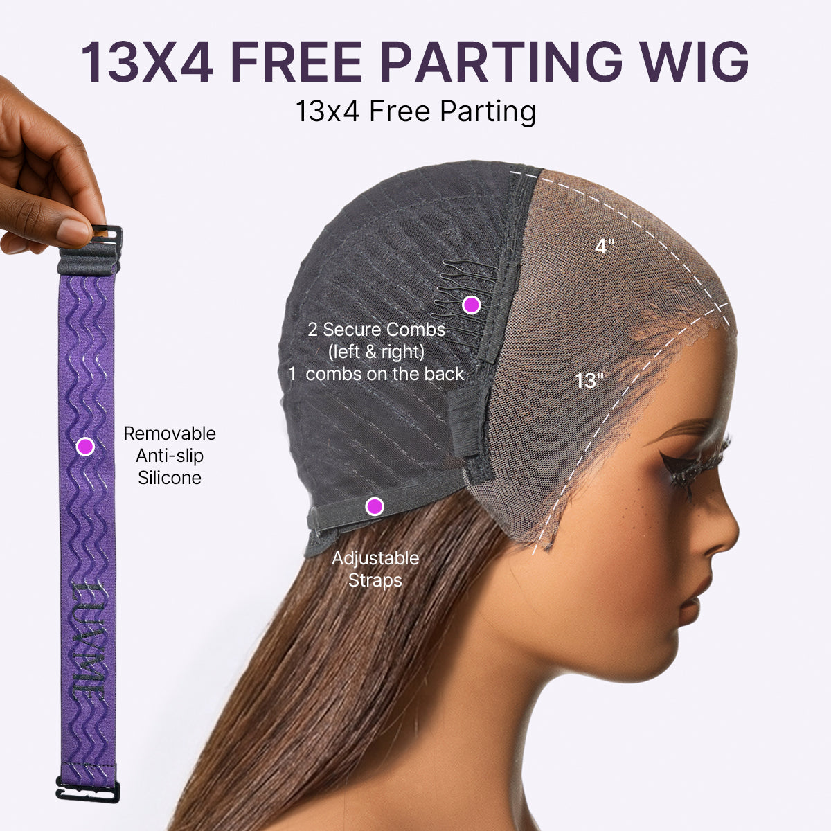 Rich Chocolate Brown Silky Straight 180% Density Glueless 13x4 Lace Frontal Wig Pre-Cut Lace Flexi-Fit Drawstring Cap-24