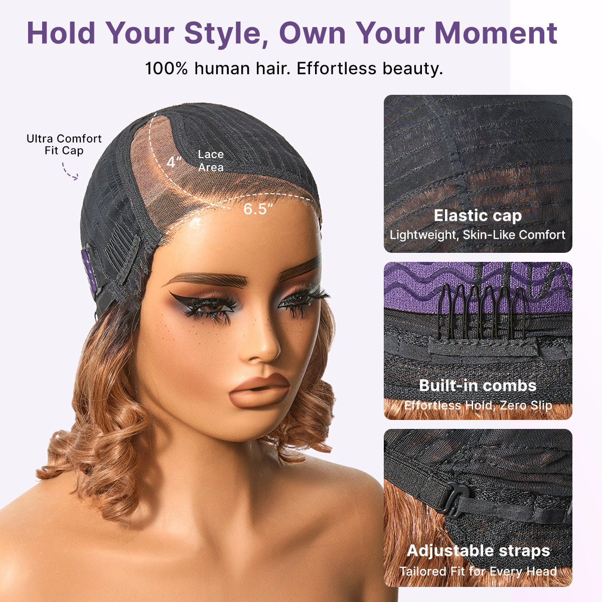 Dark root ombre brown lace wig with loose waves, minimal glueless style, ready-to-wear bouncy hair from Luvme Hair.