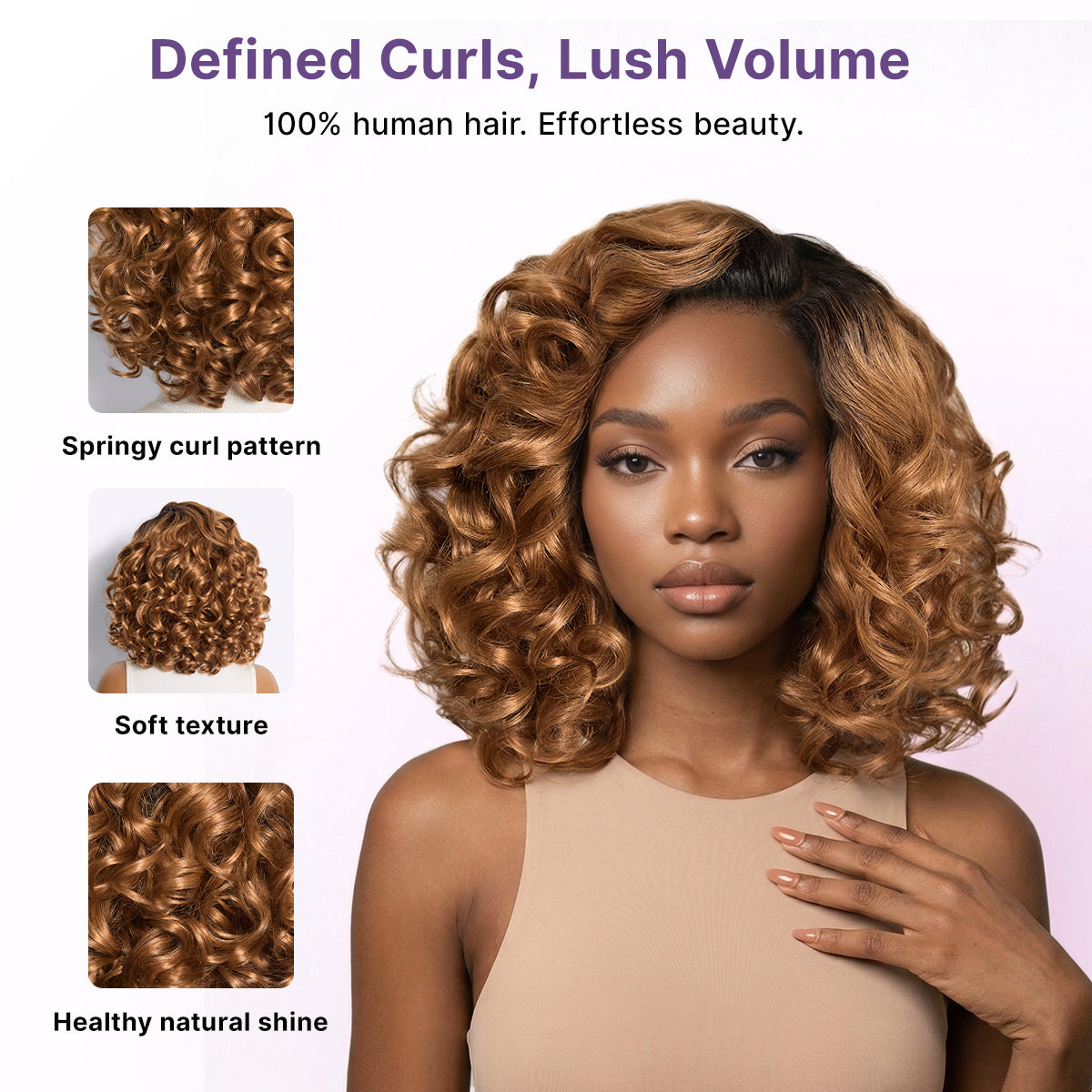 Luvme Hair dark root ombre brown lace wig with loose waves, bouncy and natural, ready-to-wear glueless HD lace wig for mature style