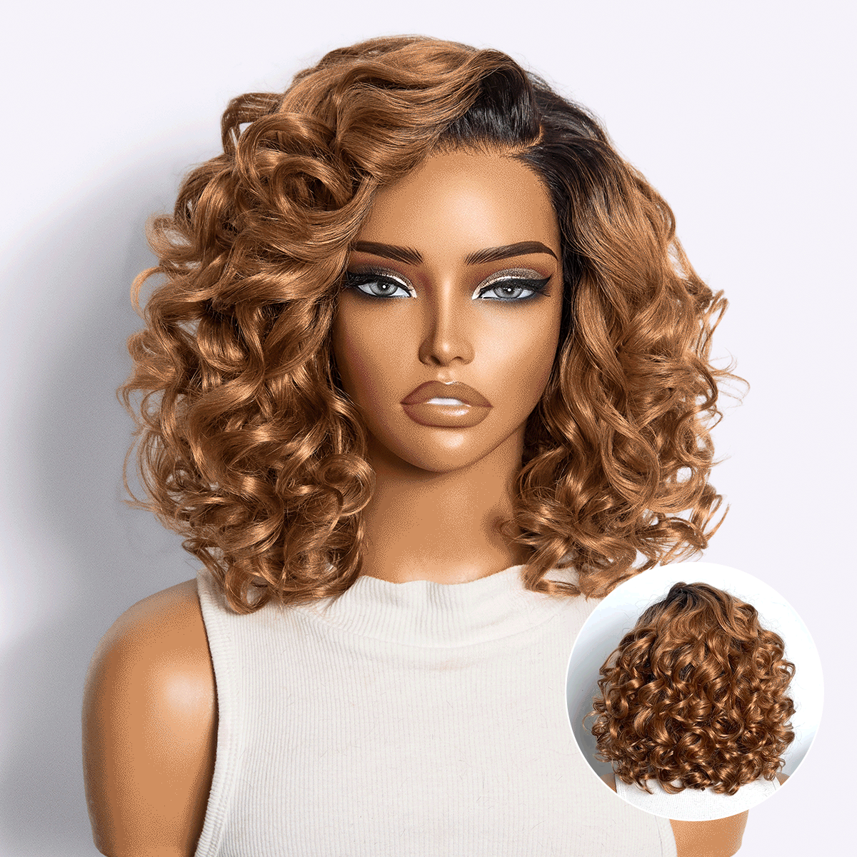 Dark Root Ombre Brown Mature Bouncy Loose Wave Glueless Minimalist HD Lace Wig Ready to Go-01