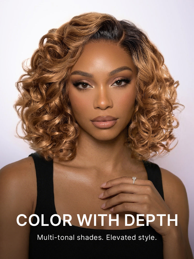 Dark Root Ombre Brown Mature Bouncy Loose Wave Glueless Minimalist HD Lace Wig Ready to Go-11