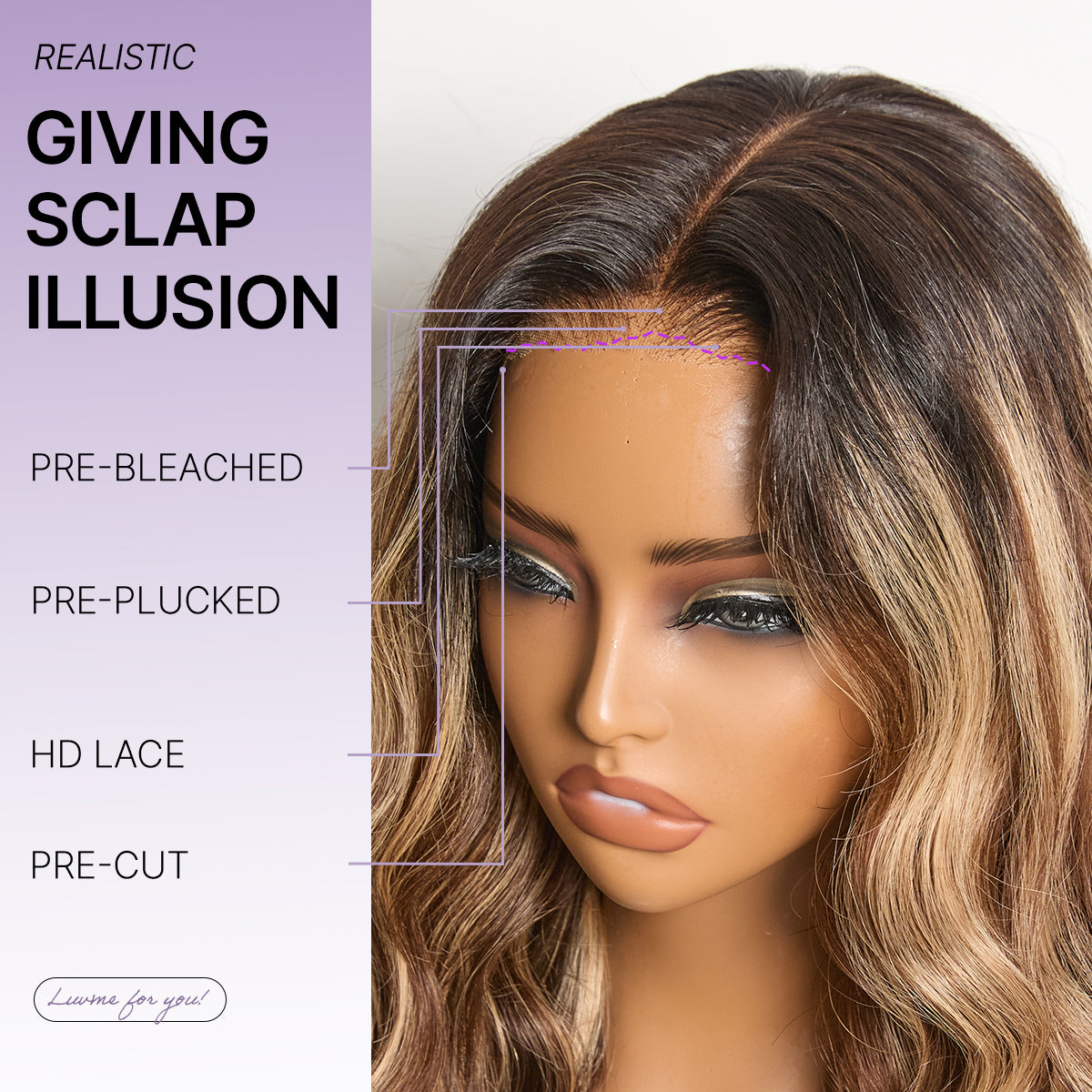 Luvme All-Day Comfort Wig 180% Density PartingMax Glueless 7x6 Closure HD Lace Blonde Highlight Loose Wave Wig Pre-Cut Lace-07