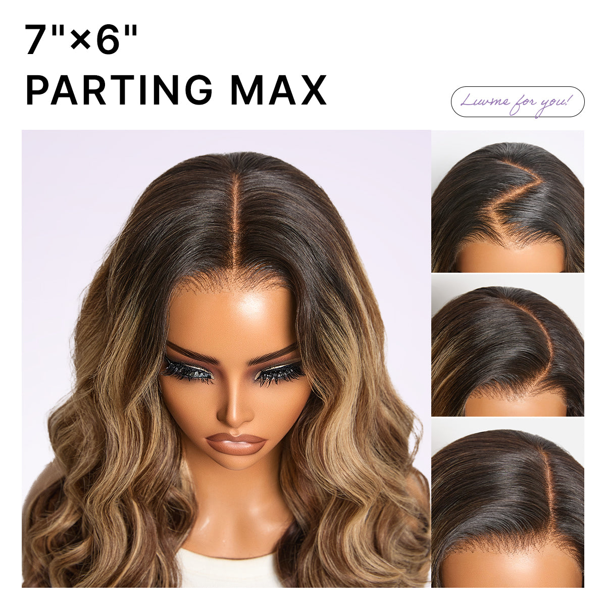 Luvme All-Day Comfort Wig 180% Density PartingMax Glueless 7x6 Closure HD Lace Blonde Highlight Loose Wave Wig Pre-Cut Lace-09