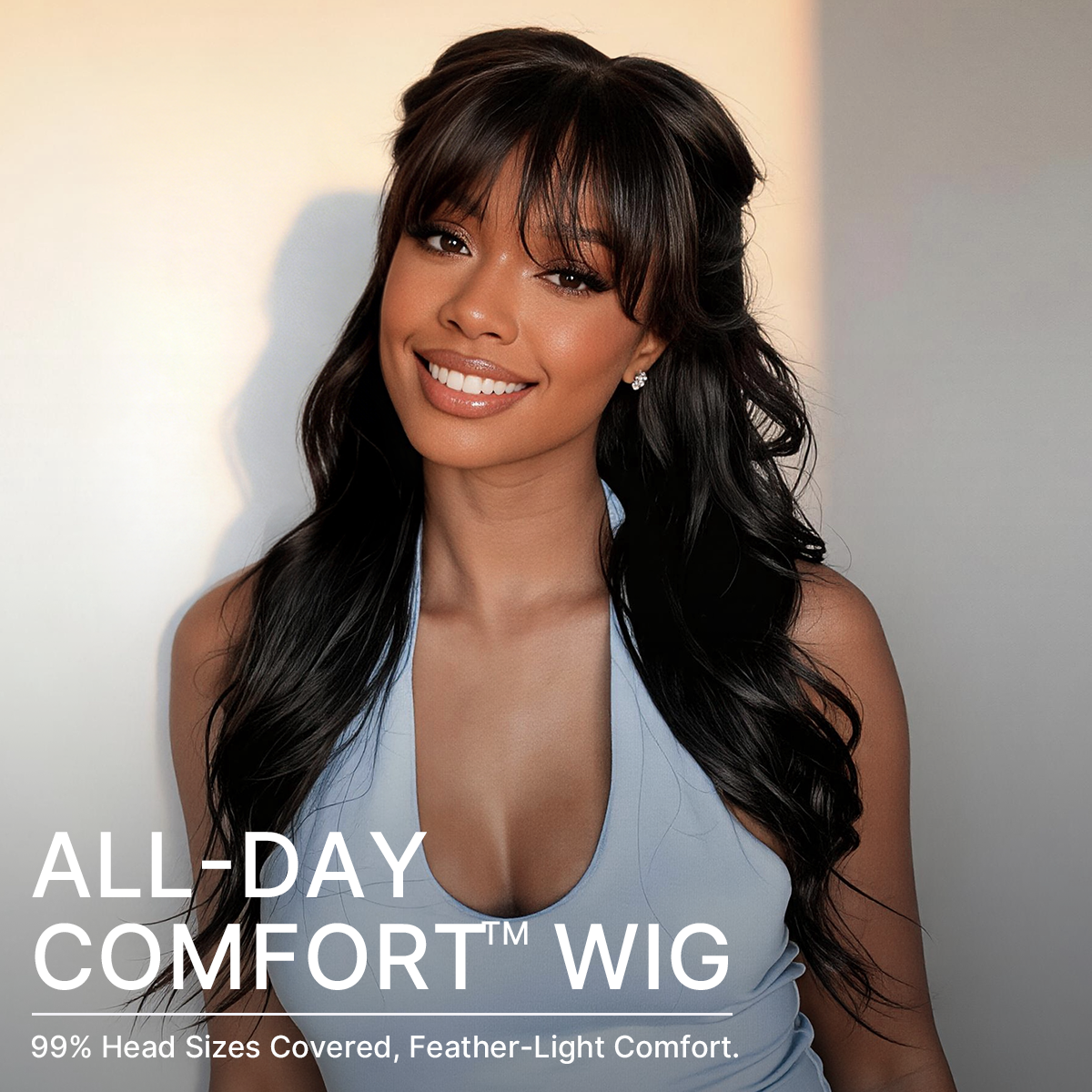 Luvme All-Day Comfort™ Wig 180% Density Loose Body Wave Glueless 7x6 Closure HD Lace Human Hair Wig with Bangs Pre-Cut Lace-63