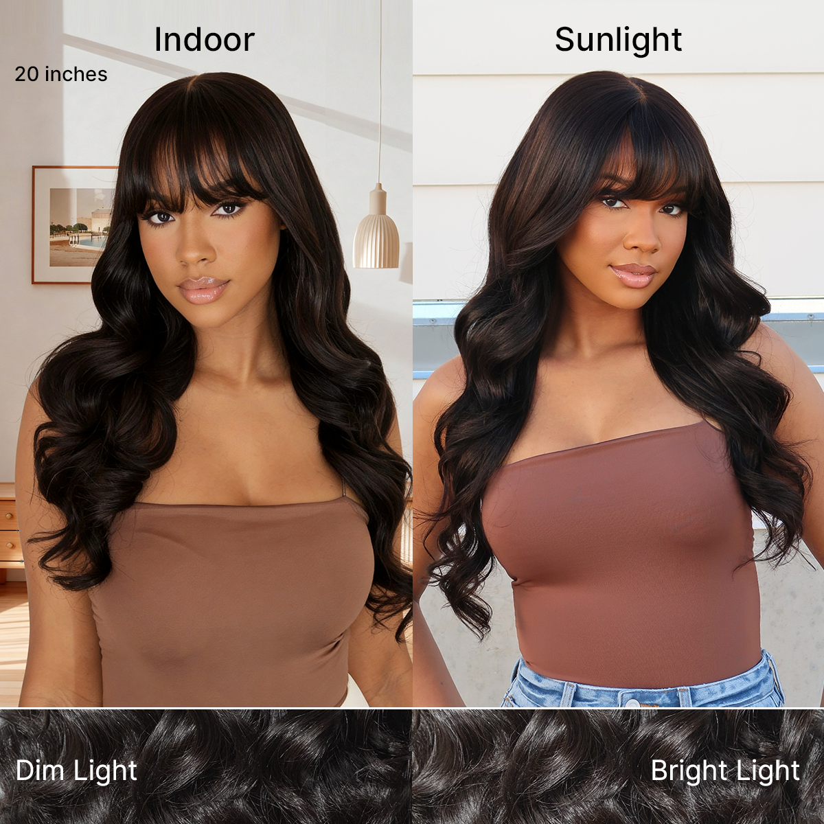 Luvme All-Day Comfort™ Wig 180% Density Loose Body Wave Glueless 7x6 Closure HD Lace Human Hair Wig with Bangs Pre-Cut Lace-69