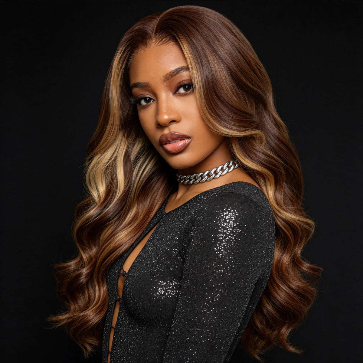 Luvme Hair RawMagic x Blonde Highlight Body Wave 13x6 HD Lace Frontal Glueless Human Hair Wig displayed on a mannequin