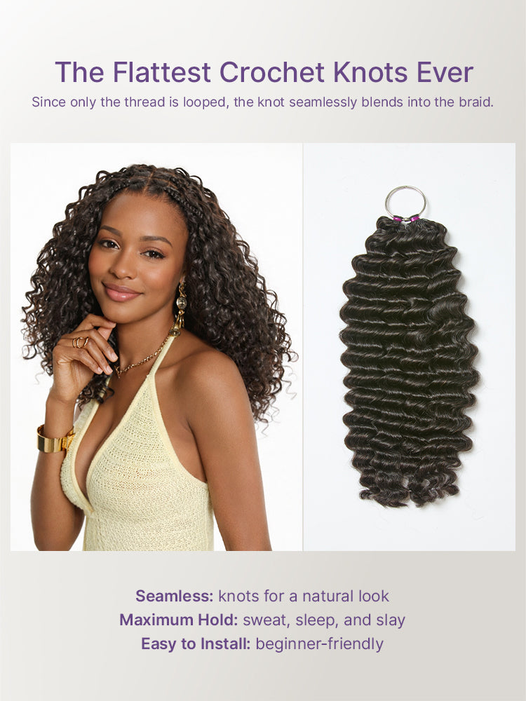 Luvme Hair-Readitress™ Pre-Separated Reusable Feather Crochet Human Hair Extensions Deep Wave / Kinky Straight Protective Style with Free Gifts - US Only-16