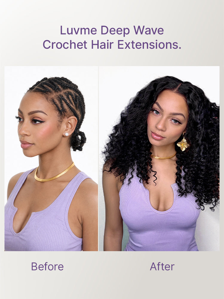 Luvme Hair-Readitress™ Pre-Separated Reusable Feather Crochet Human Hair Extensions Deep Wave / Kinky Straight Protective Style with Free Gifts - US Only-18