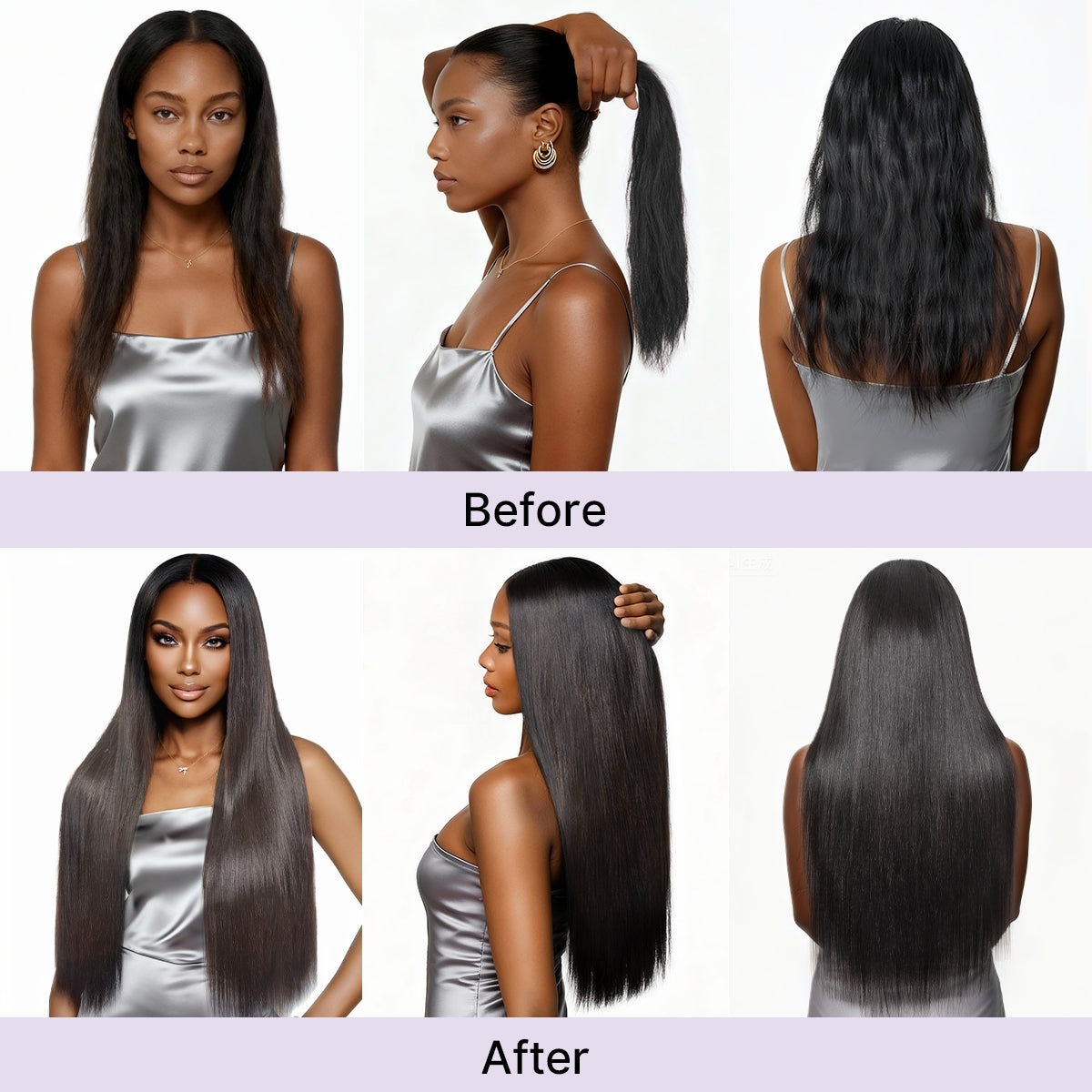 Luvme Hair silky straight 0.59mm zero trace clip-in hair extensions, seamless blend, lightweight, 7pcs or 6pcs, for daily styling.