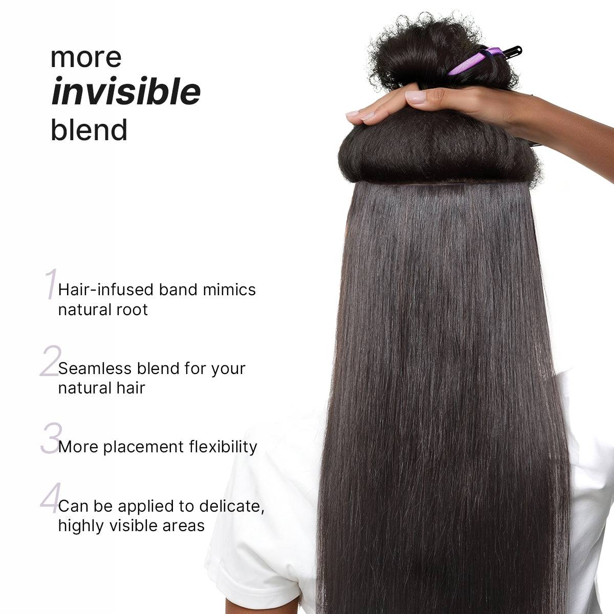 Luvme Hair Silky Straight 0.59mm clip-in hair extensions, seamless blend, lightweight, 7pcs, for daily styling.