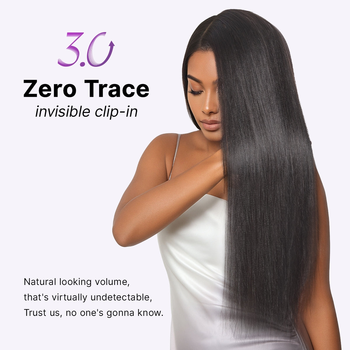 Luvme Hair Yaki Straight clip-in hair extensions, 0.59mm zero trace, seamless blend, lightweight, 100g, 7pcs for daily styling
