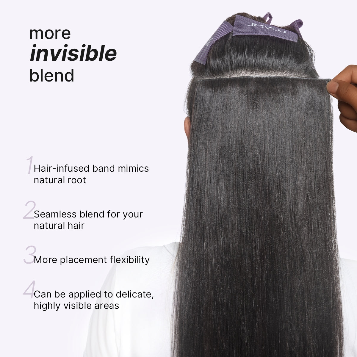 Luvme Hair Yaki Straight 0.59mm invisible clip-in hair extensions, seamless blend, lightweight for daily styling, 100g, 7pcs or 6pcs.