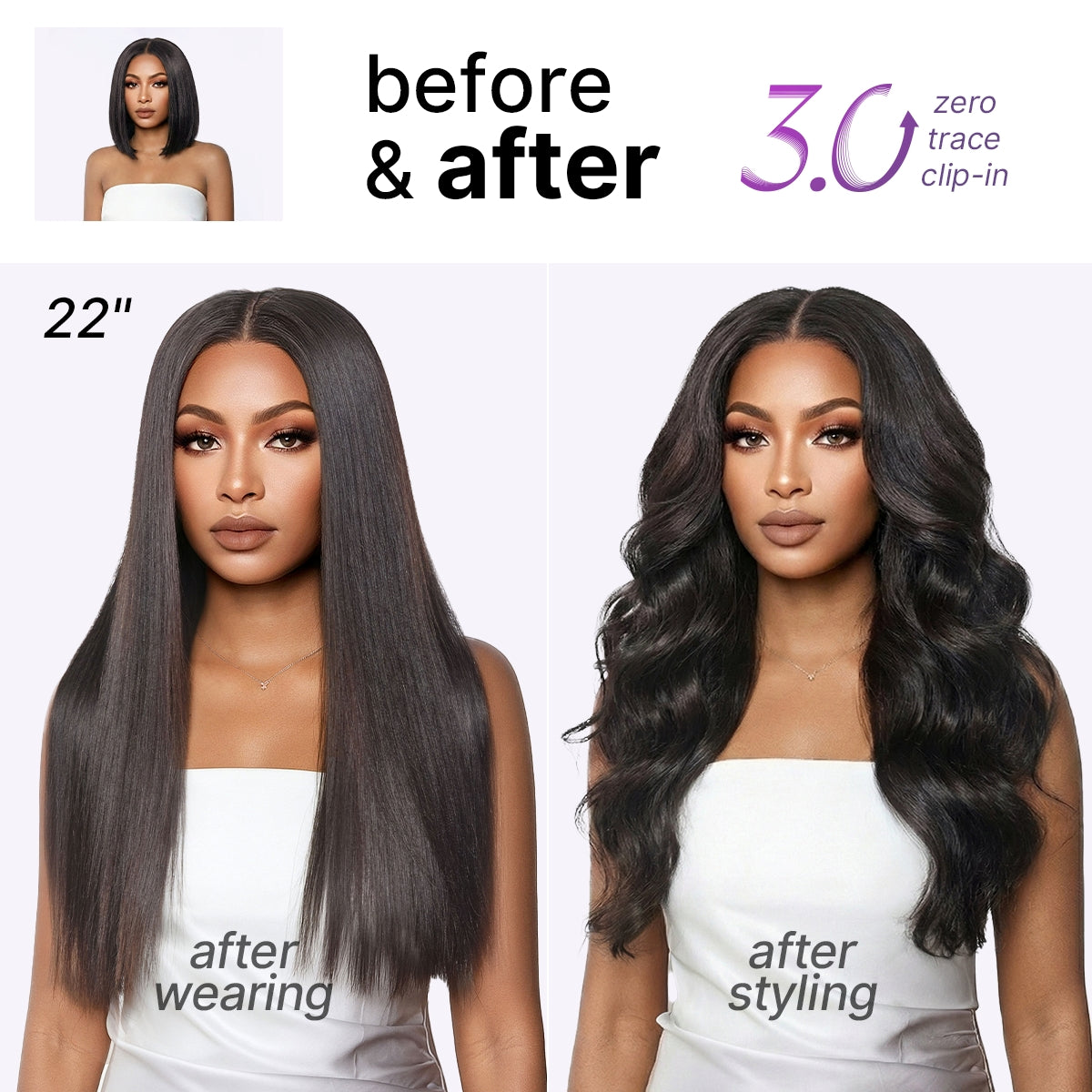 Luvme Hair Yaki Straight 0.59mm clip-in hair extensions in 100g, seamless blend, lightweight, for daily styling.