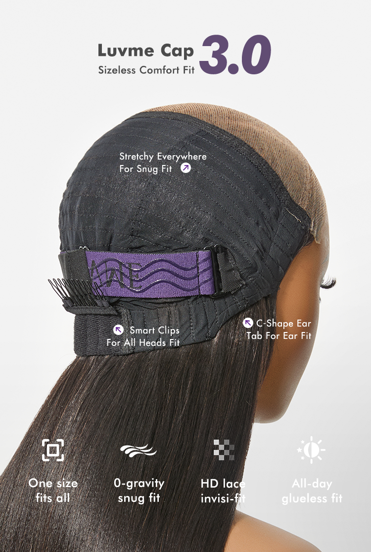 Luvme All-Day Comfort™ Wig 180% Density Ombre Brown Butterfly Cut Layered Light Yaki Straight Glueless 7x6 Closure HD Lace Human Hair Wig Pre-Cut Lace-66